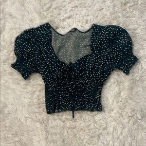 Women's Puff Sleeve Polka Dot Top - Teal